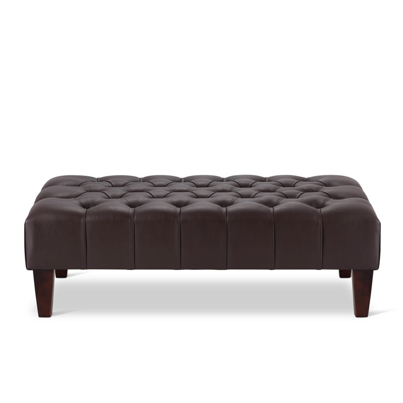 Ainura 80cm Wide Tufted Rectangle Solid Colour Cocktail Ottoman, Brown, Wenge