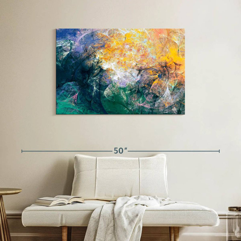 Abstrait artistique vert Avery, H 26 po x l 39 po
