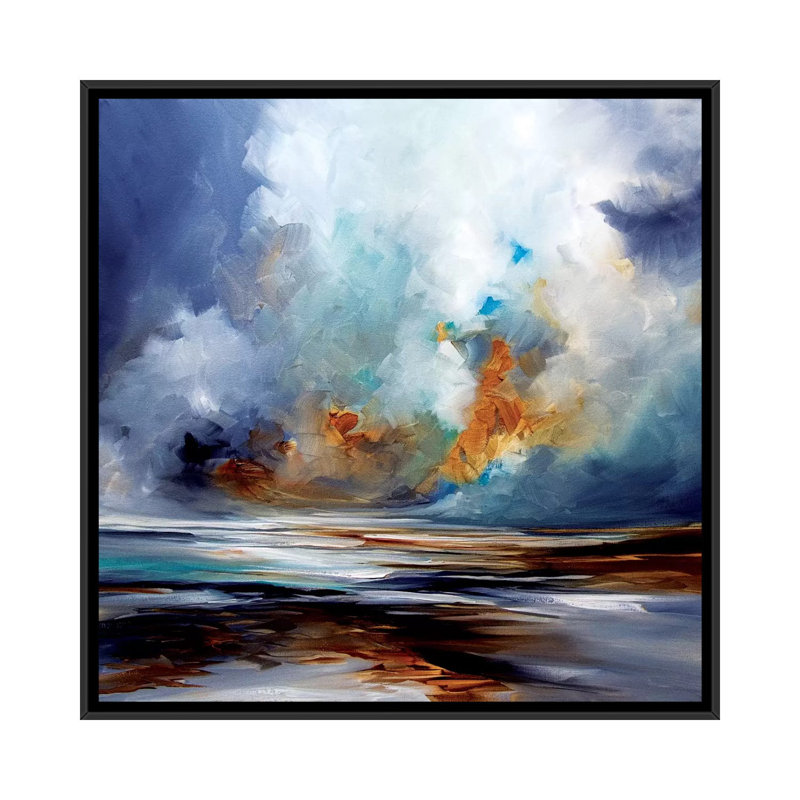 Sand Spin, peinture sur toile tendue, H 18 po x l 18 po x P 1,5 po, Toile avec cadre noir, Pas de tapis