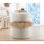 Repose-pieds bohémien de couleur crème, 15,4 po de diamètre x 19,7 po de hauteur | 50% coton / 50% velours, pieds cachés recouverts de PVC, 35 éponges orthopédiques, style élégant et confortable pour un décor du Sud-Ouest