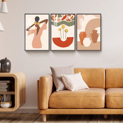 Boho, reproduction d'art encadrée sur toile 3 pièces