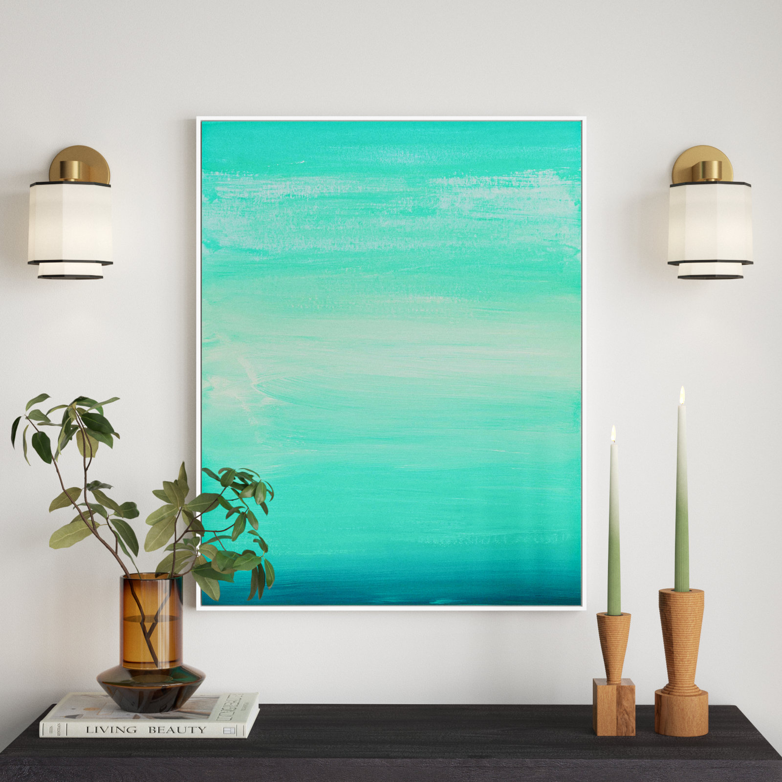 Daydream 3 by Andrea Stokes, White Framed Canvas, 38" H x 30" W x 1.25" D