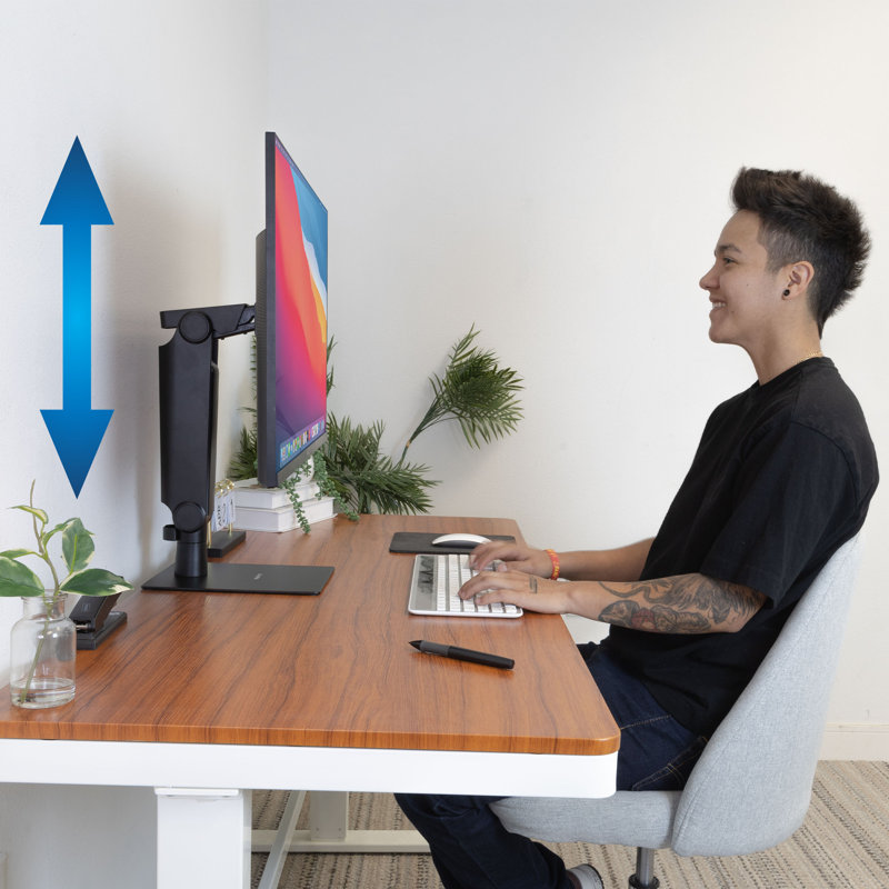 Black Freestanding Adjustable Monitor Stand with Spring Arm