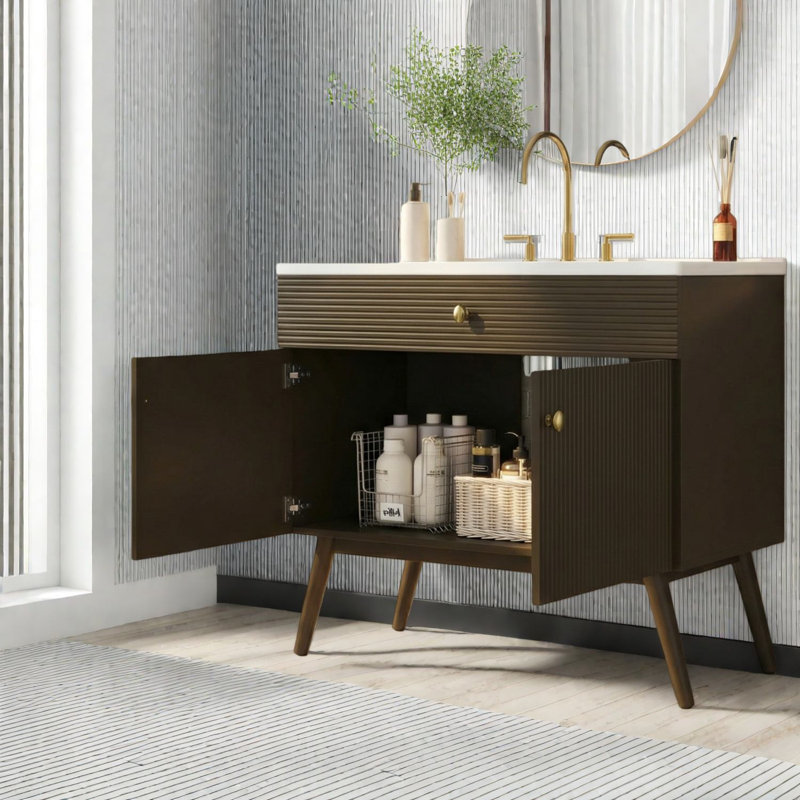 Meuble-lavabo et lavabo en bois aggloméré