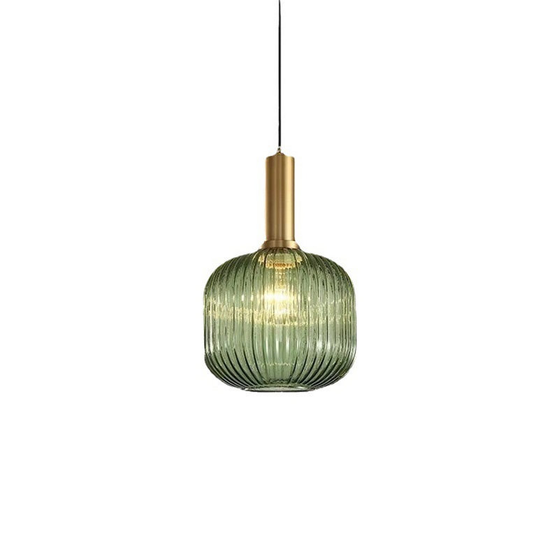 Luminaire suspendu en laiton brossé à 1 lumière Yarlyn, Vert