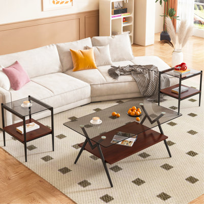 Ensemble de 3 tables basses et tables de bout