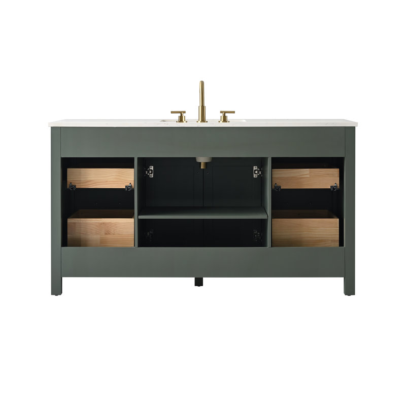 Trevor 60" W Single Vanity, Vintage Green/Brushed Gold