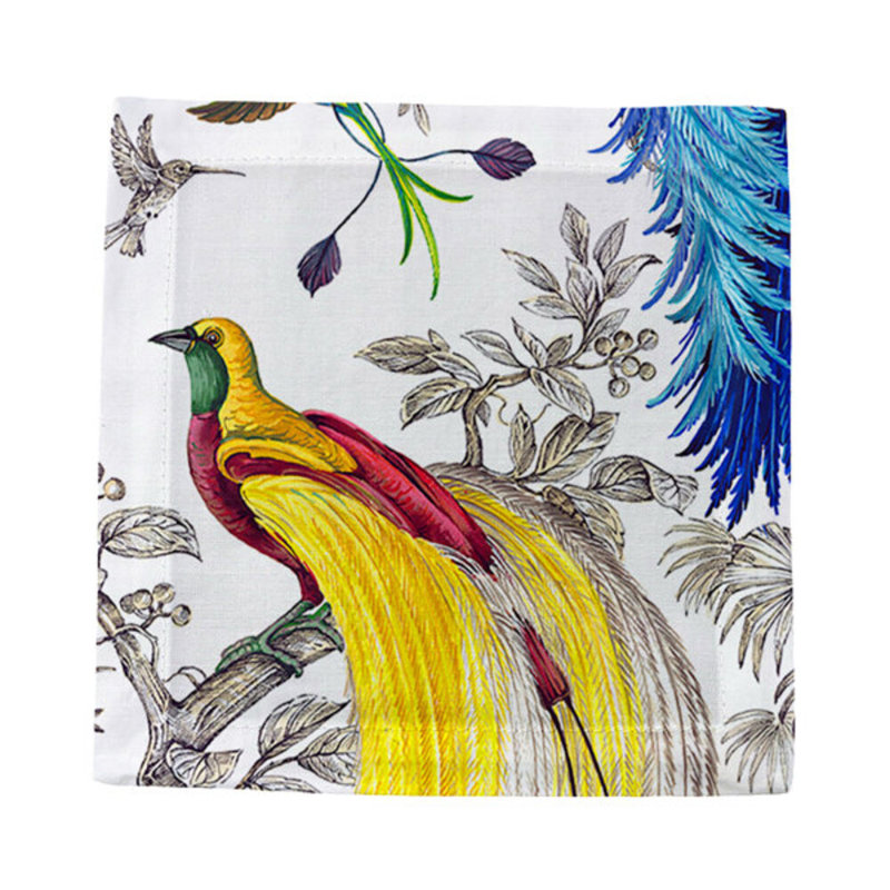 Audubon Exotica Cotton Sateen Cocktail Napkins, Tropical