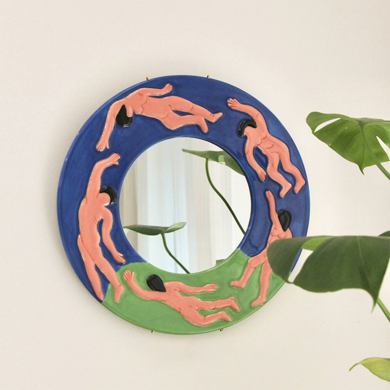 Miroir mural rond en céramique
