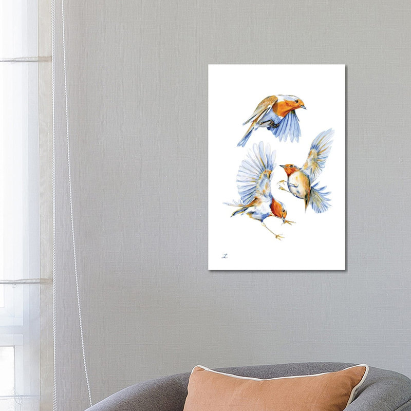 Three Robins by Zaira Dzhaubaeva - Wrapped Canvas Print, 66.04 cm H x 45.72 cm W x 1.91 cm D