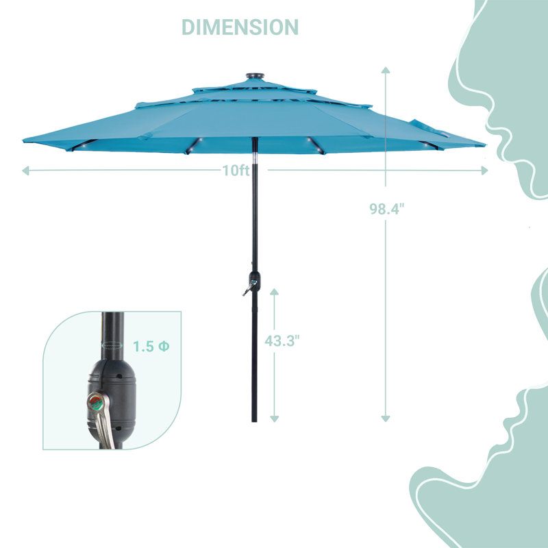 Parasol de marché lumineux 120,1 po Rudalph, Bleu lac