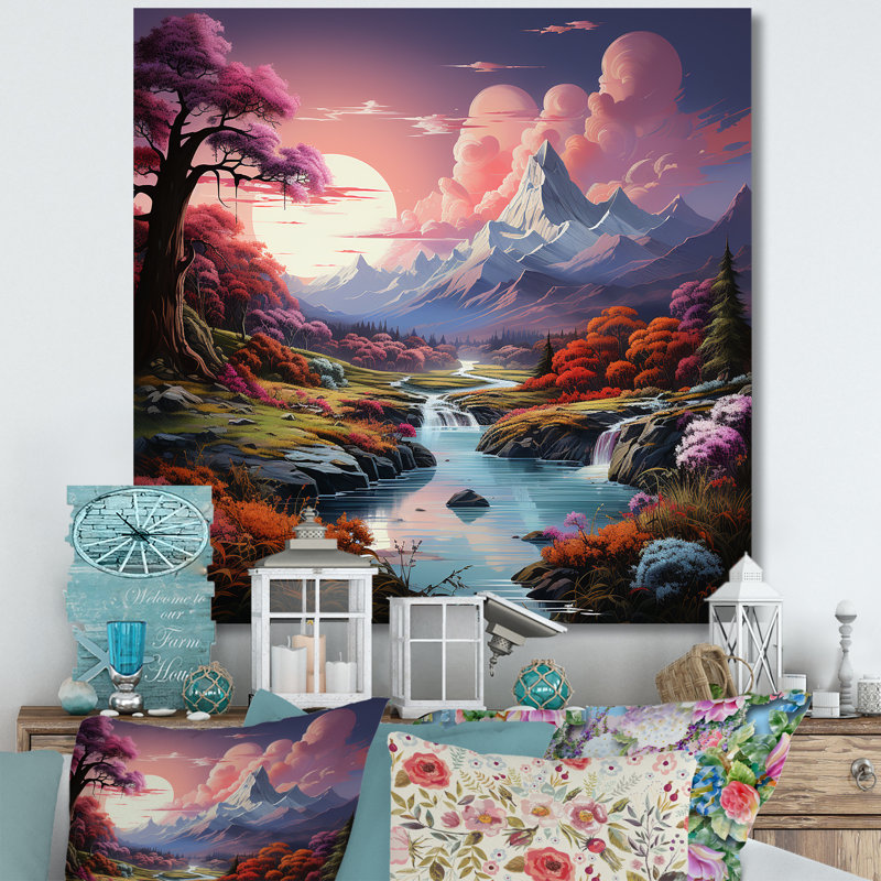 Impression sur toile Mountain Charm Moonlight Fantasy, Toile tendue, H 16 po x l 16 po