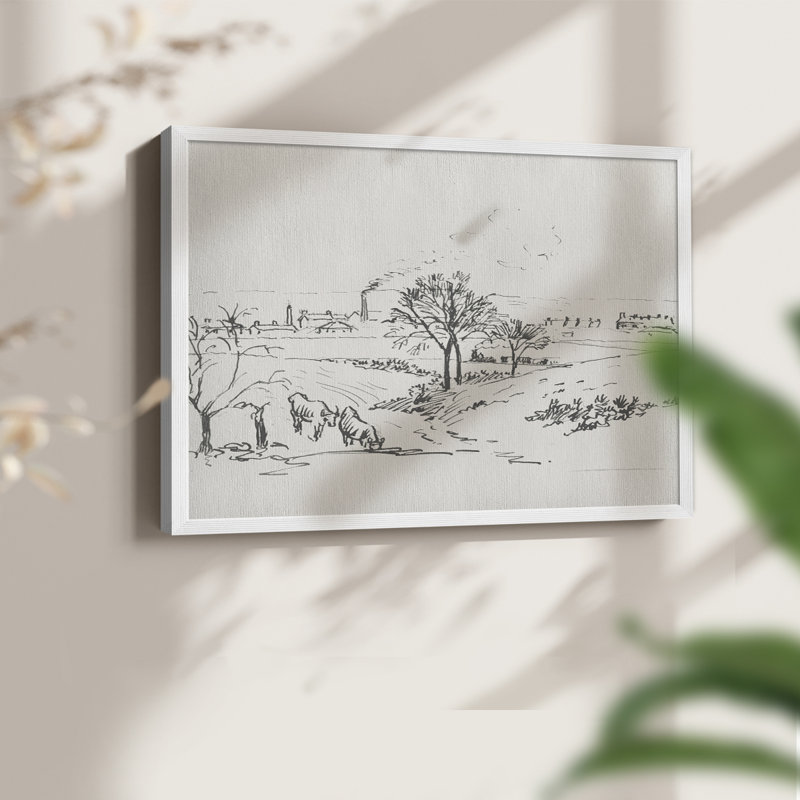 Vintage Sketch Work-VII -Framed Print - Restickable, 22" H x 28" W, White