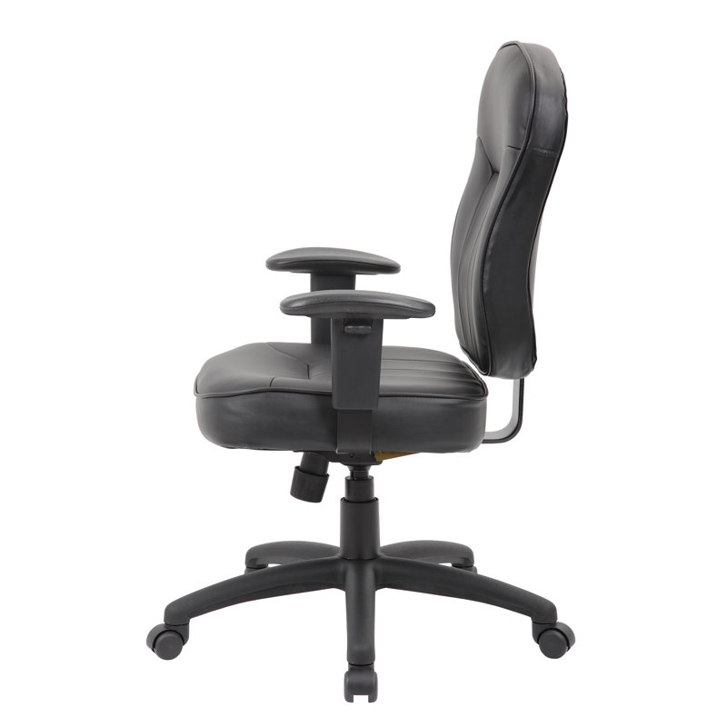 Boss 26'' Adjustable Black LeatherPlus Task Chair with Swivel