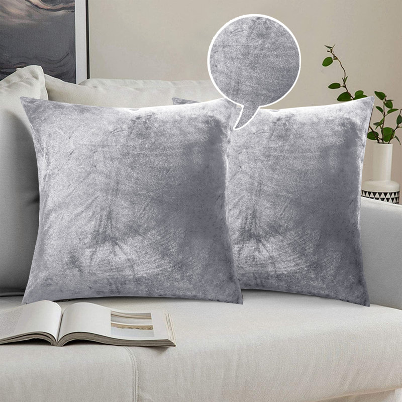 Skrolan Crushed Velvet Scatter Cushion Cover, Silver