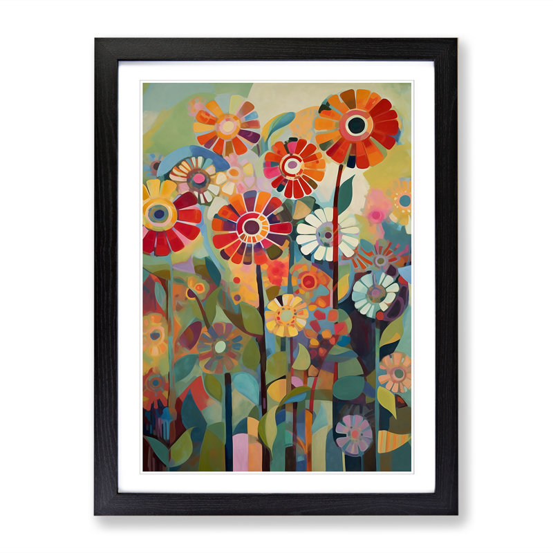 FRM-V0523-979X Flowers Retro Vol.10 - Picture Frame Print, 34cm H x 25cm W x 2cm D, Black Framed