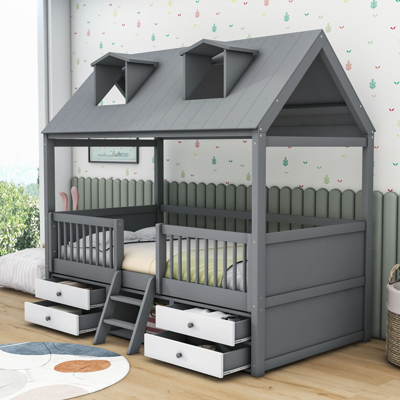 Elderen Kids with Drawers, Twin, Gray