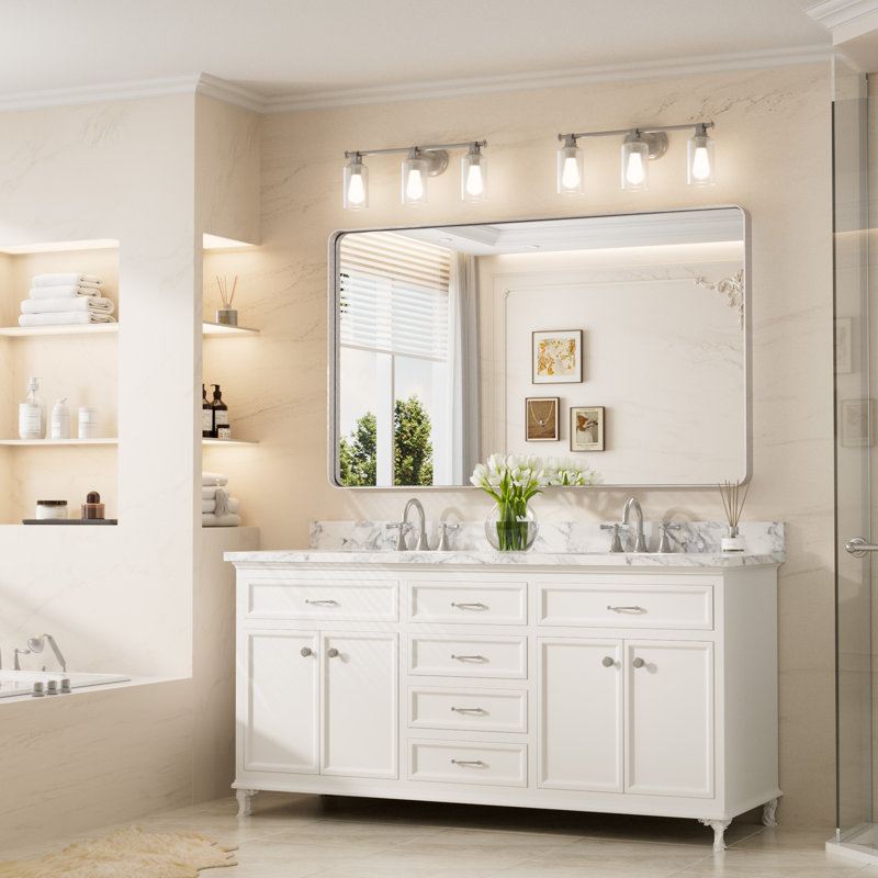Miroir d'appoint Tyro, 60 po x 36 po, Rectangulaire, Nickel
