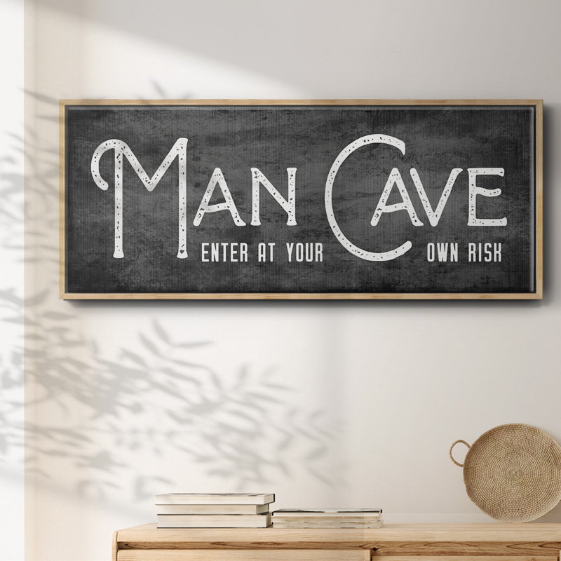 Man Cave- Framed Canvas, 12" H x 30" W