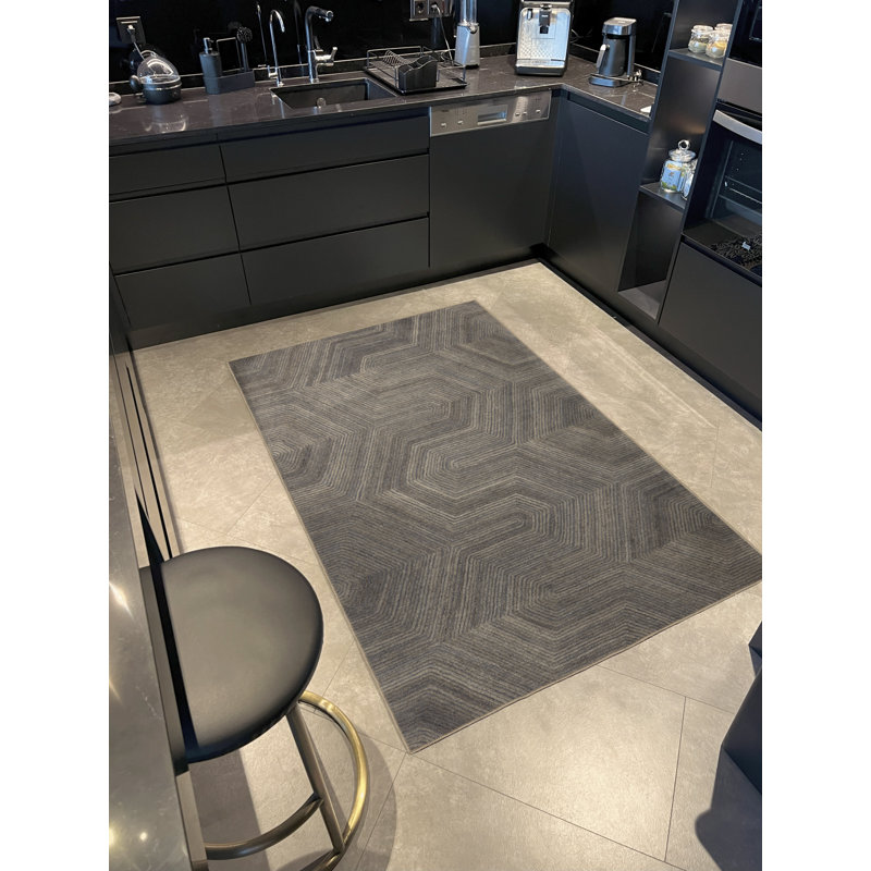 Gray Themed Abstract Geometric Patterned Creative Modern Decorative Rug, Rectangle 3'9.81" x 6'6.74"
