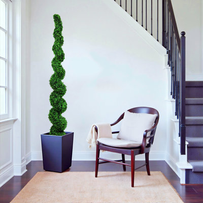 Arbre en forme de spirale de 7 pieds, grand arbre en pot vert torsadé avec des feuilles vert clair, convient à la décoration de pots de fleurs de jardin et de terrasse, 1 pièce / ensemble