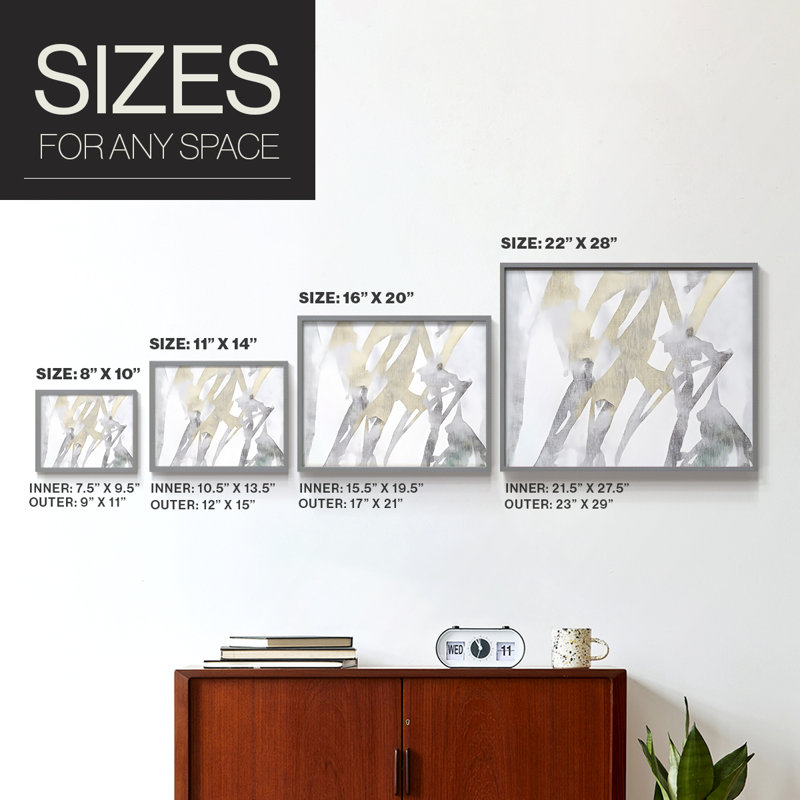Abstract Series-LXXIX -Framed Print - Restickable, 16" H x 20" W, Grey