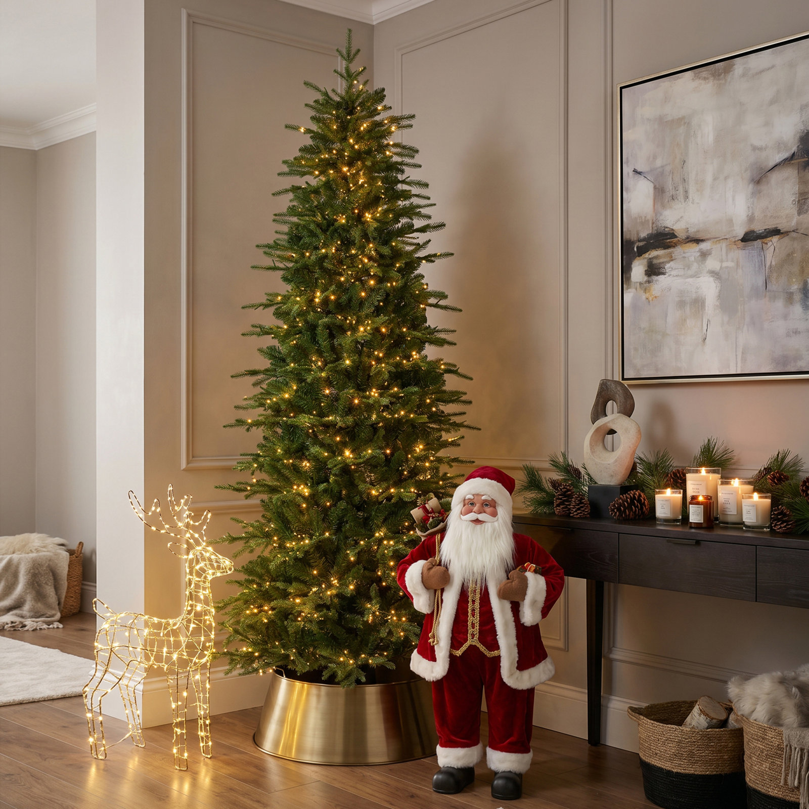 Slim Pre-Lit Fir Christmas Tree, 7.5' H