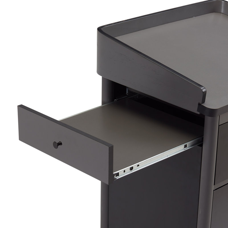 45.5'' Charcoal Steel Lectern with Wheels and Shelves