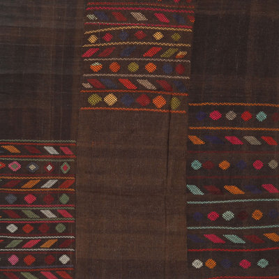 Tapis contemporain brun / rouge / bleu