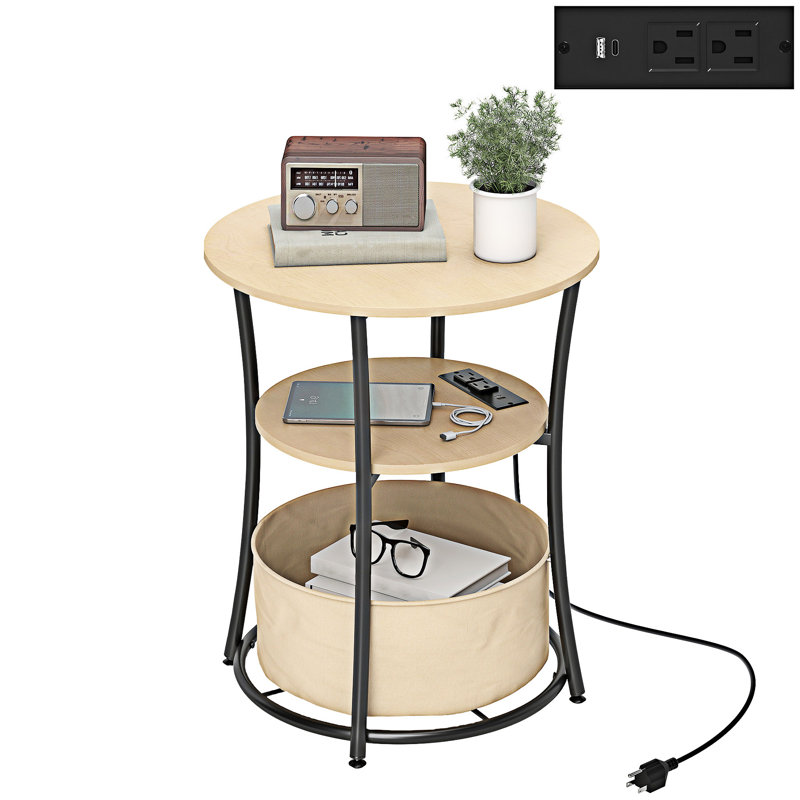 Table basse ronde avec station de charge