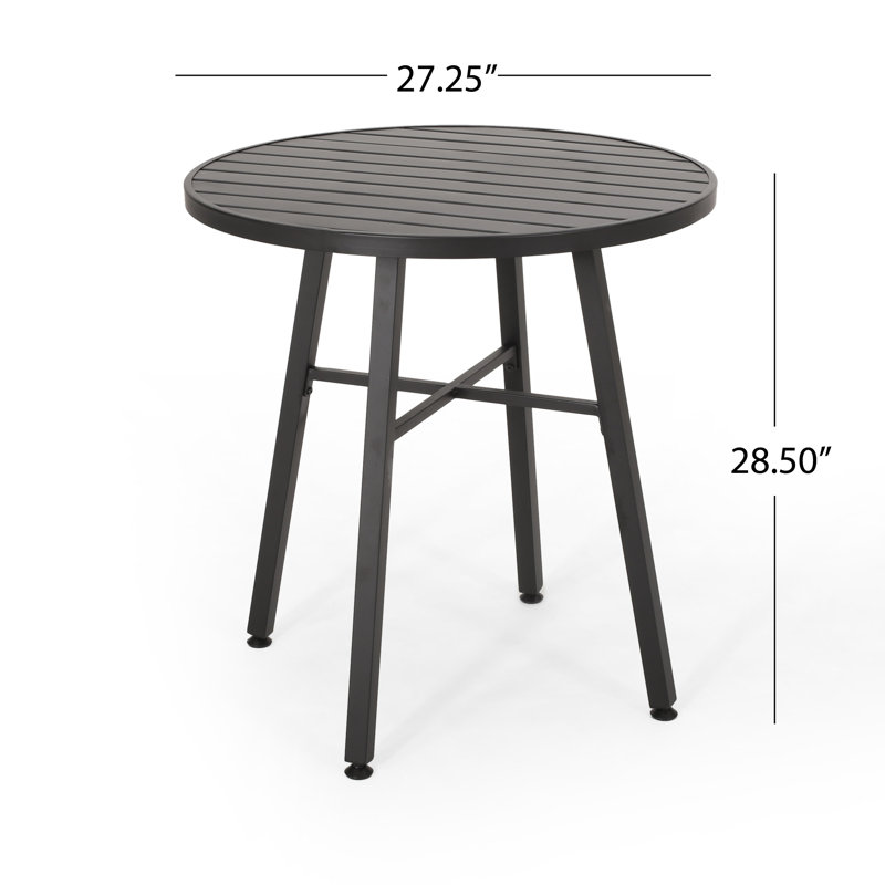 Ensemble bistro en métal avec table ronde et chaises rembourrées 3 pièces Roomfitters, noir