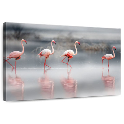 Pink Flamingos Lined Up
