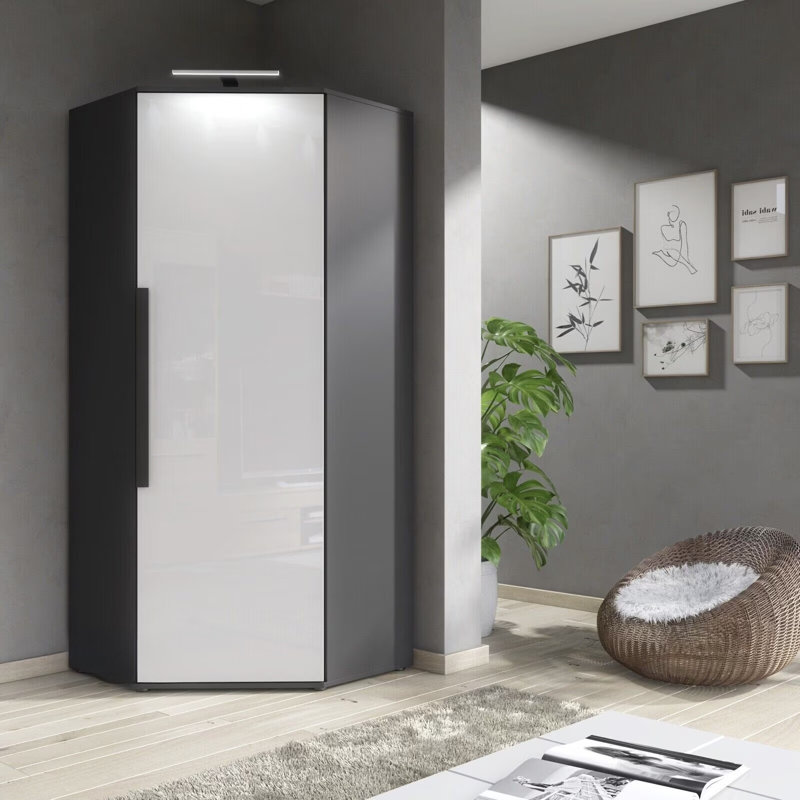 1 Door Laminate Wardrobe, White/Graphite