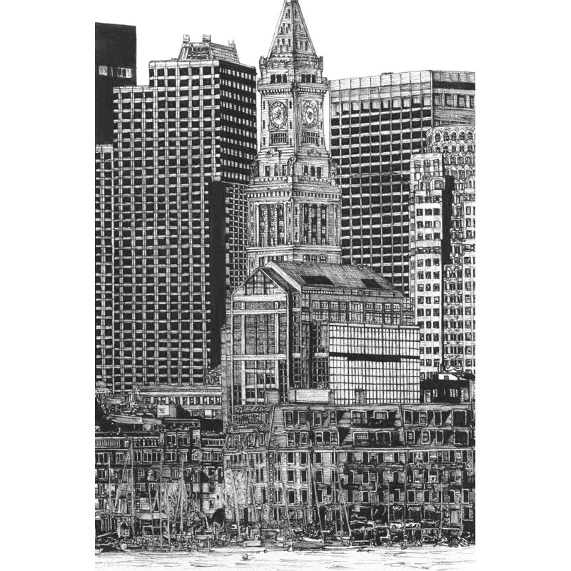 B&W US Cityscape-Boston, H 12 po x l 8 po