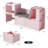 66.9''W Kid Bookshelf with Reading Nook, Toys Storage Organizer with Stuffed Animal Storage, Bench and Removable Cushions, Wooden Toddler Bookcases with 3 Movable Drawers for Playroom, Bedroom(Pink)-1799347182