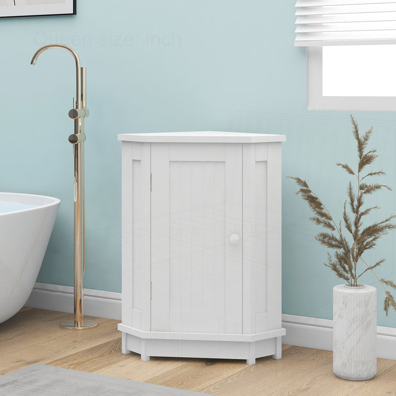 Armoire de salle de bain d'angle avec tablette réglable, Blanc