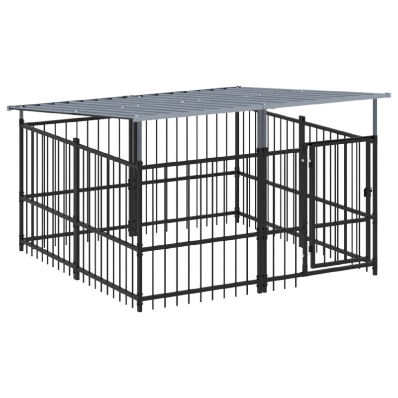 Finney Metal Kennel, 128cm H x 198cm W x 200cm D