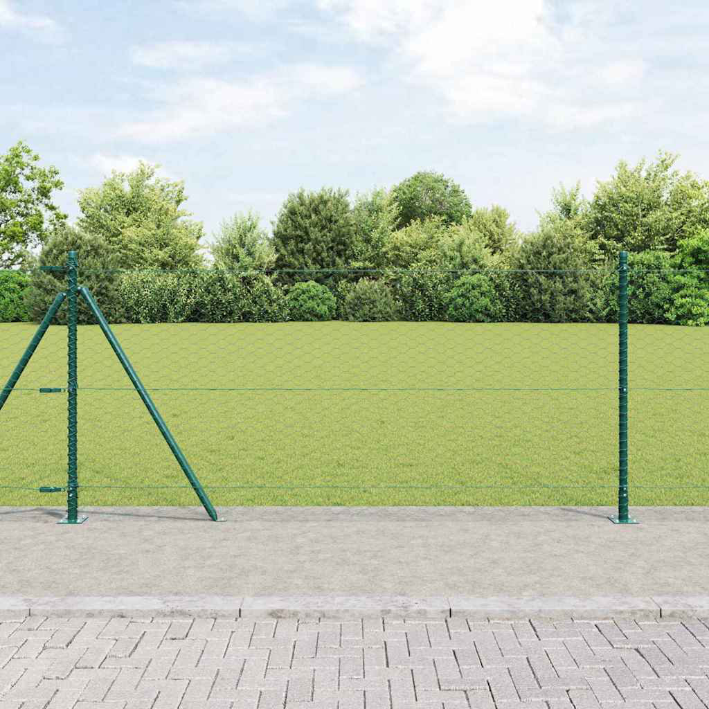 Vidaxl Fence With Posts PVC-Coated Steel