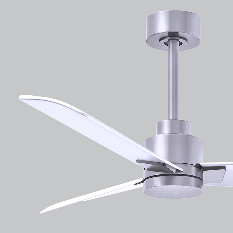 Alessandra Outdoor Downrod Ceiling Fan, Matte White, Brushed Nickel