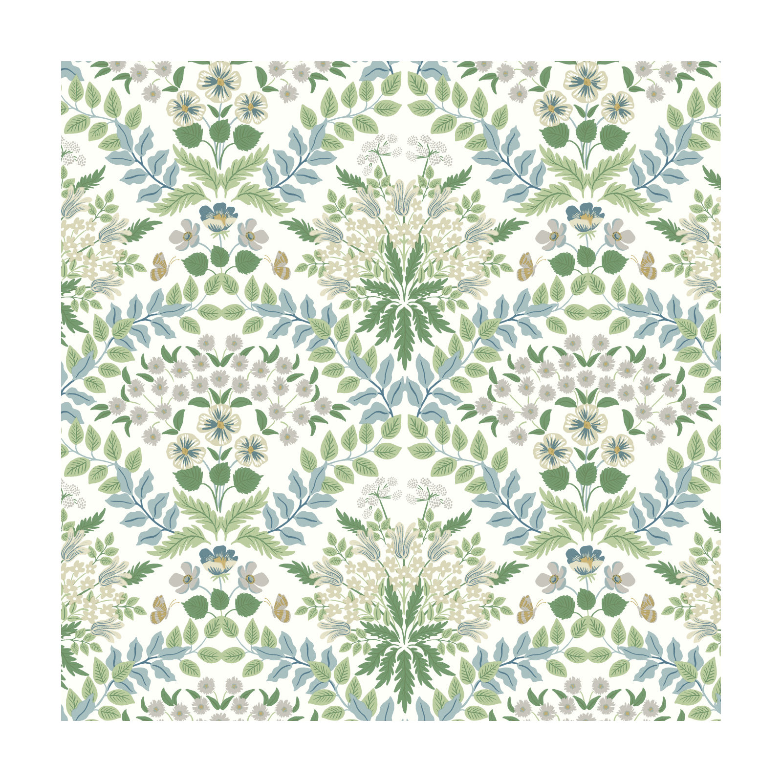 Rifle Paper Co. Bramble 27' L x 27" W Smooth Wallpaper Roll, White/Blue
