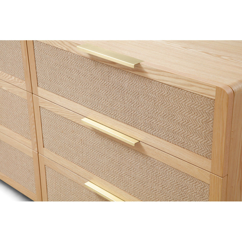 Ensemble de chambre à coucher 4 pièces Dalicia - Modern Natural Ash + Rattan