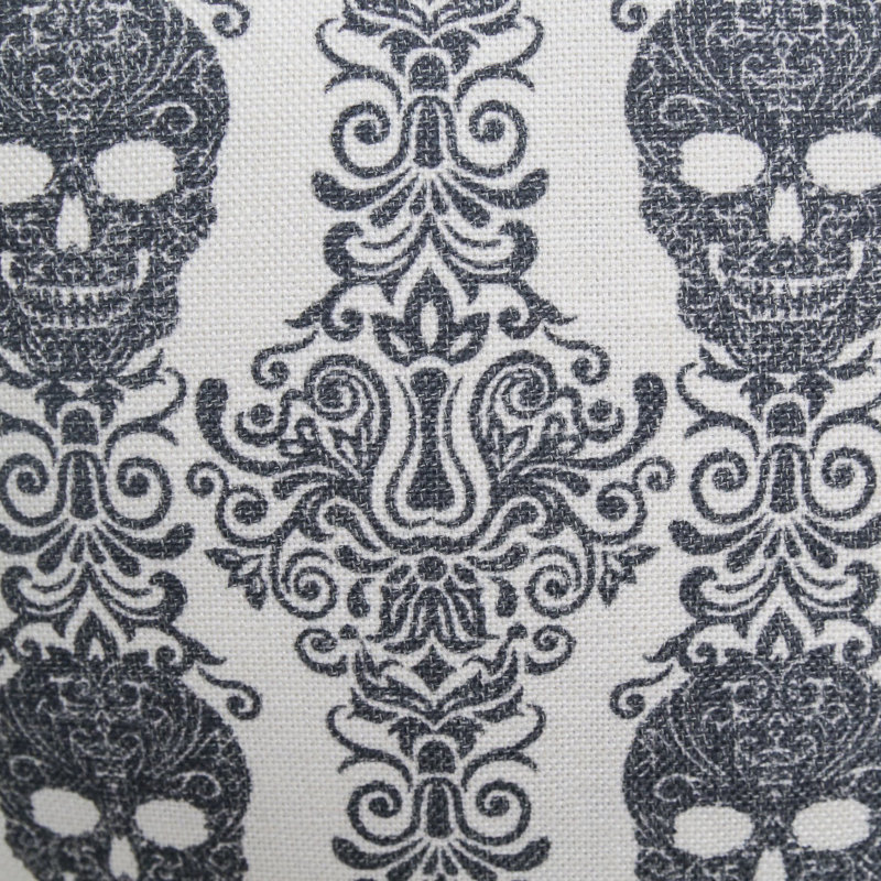 Gothic Damask Skull Throw Pillow 20x20 Polyester Gray Accent Pillow