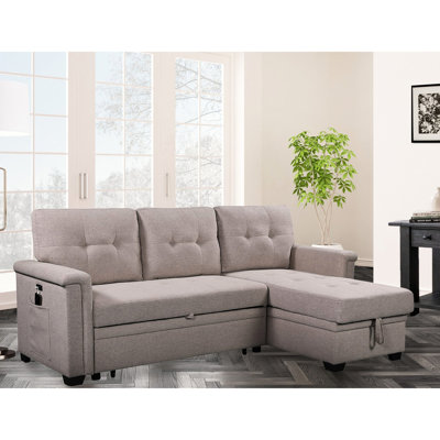 54,35 po Canapé modulaire profond avec méridienne réversible 84 po gris, fermeté moyenne et pochette magazine
