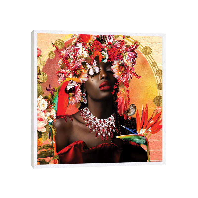 Rubies Blooming in the Garden 1 Piece Wall Art on Canvas, 66.04 cm H x 66.04 cm W, White Framed