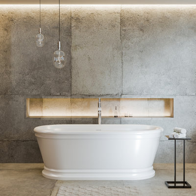 DreamLine Abbey 66 3/4 in. L x 31 1/2 in. W x 23 7/8 in. H Acrylic Double Ended Freestanding Tub, White