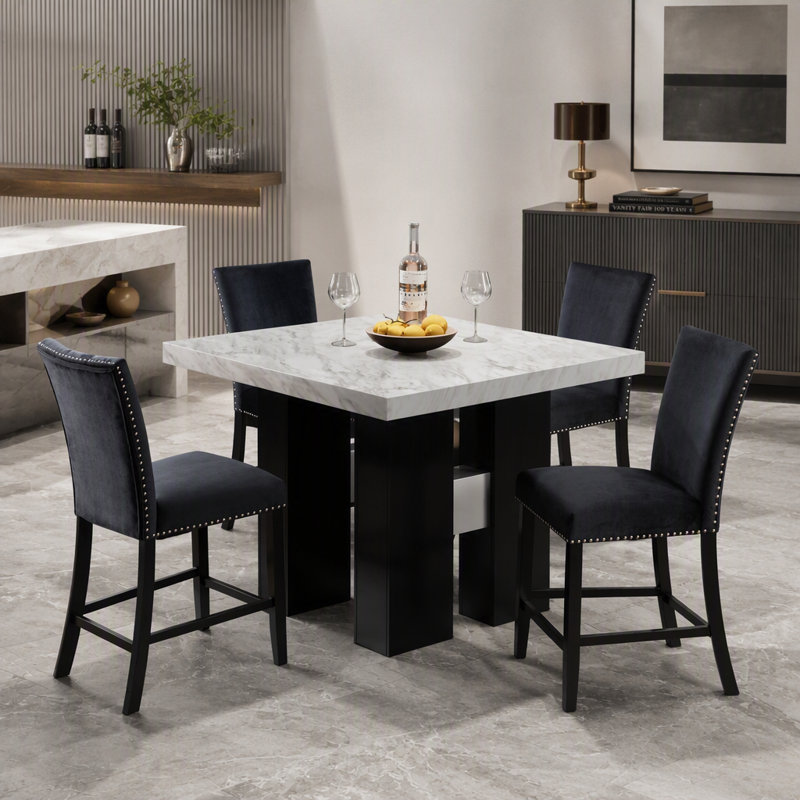 Ensemble de table de bar et tabouret de bar blanc MIKHA