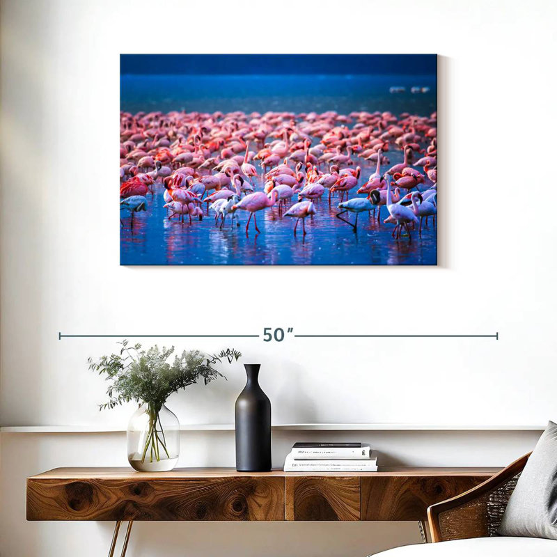 Crowle Flamingos In Water, 24" H x 36" W