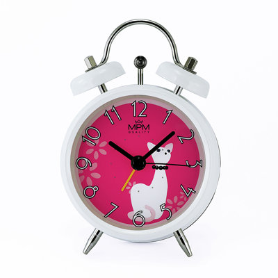 Metal Quartz movement / Crystal Alarm Tabletop Clock in White Pink