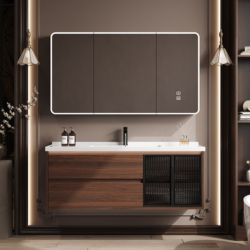 Chinese style retro simple bathroom cabinet.