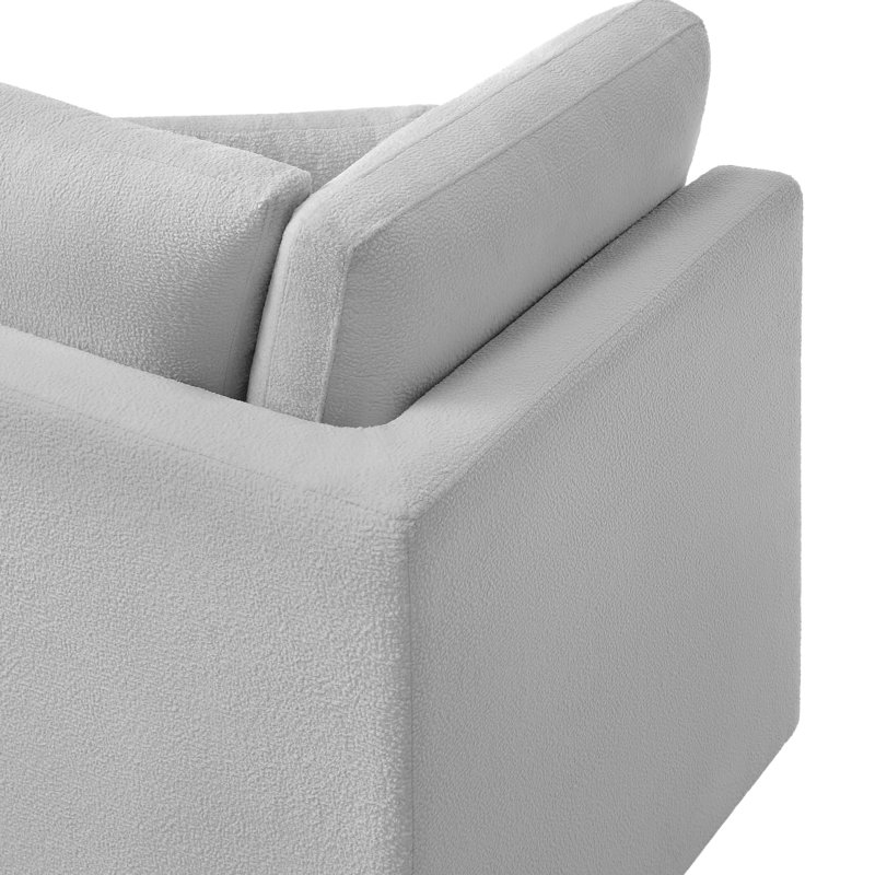Fauteuil d'angle gris, pour une maison moderne, tissu facile à nettoyer, accoudoirs carrés, coussins d'assise amovibles et réversibles, aucun assemblage requis, coussin décoratif inclus, structure robuste, coussin d'assise moelleux